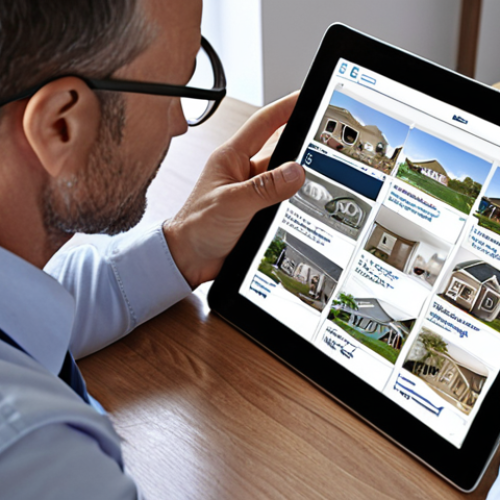 Home 7 ** A friendly insurance broker, acting as a navigator, guiding a client through complex insurance policy options for property, using a tablet displaying various plans. Focus on trust and expertise.
**
