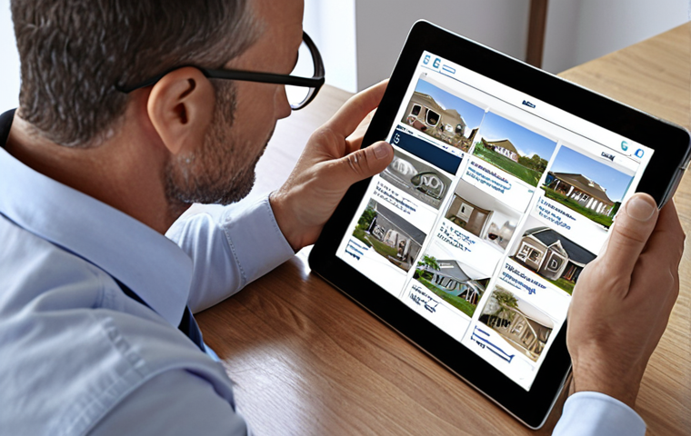 ** A friendly insurance broker, acting as a navigator, guiding a client through complex insurance policy options for property, using a tablet displaying various plans. Focus on trust and expertise.
**
